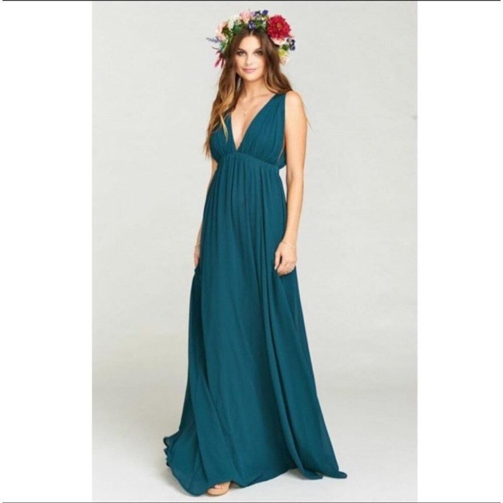 Show Me your Mumu Ava Maxi Dress Deep Jade Crisp NWT Women's Size Medium